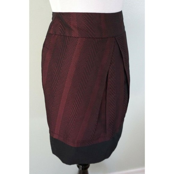 BCBG Max Azria Burgundy Red Pleated Party Skirt - Picture 2 of 6